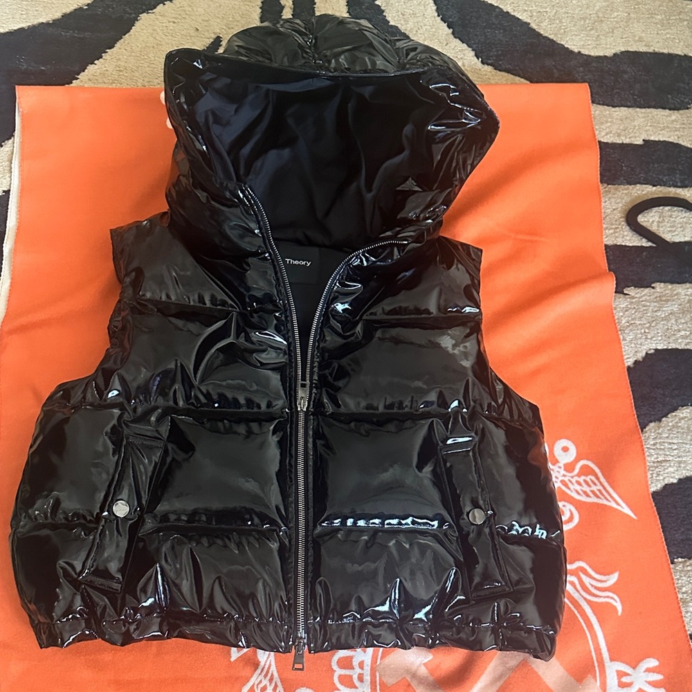 Theory Black Puffer Vest